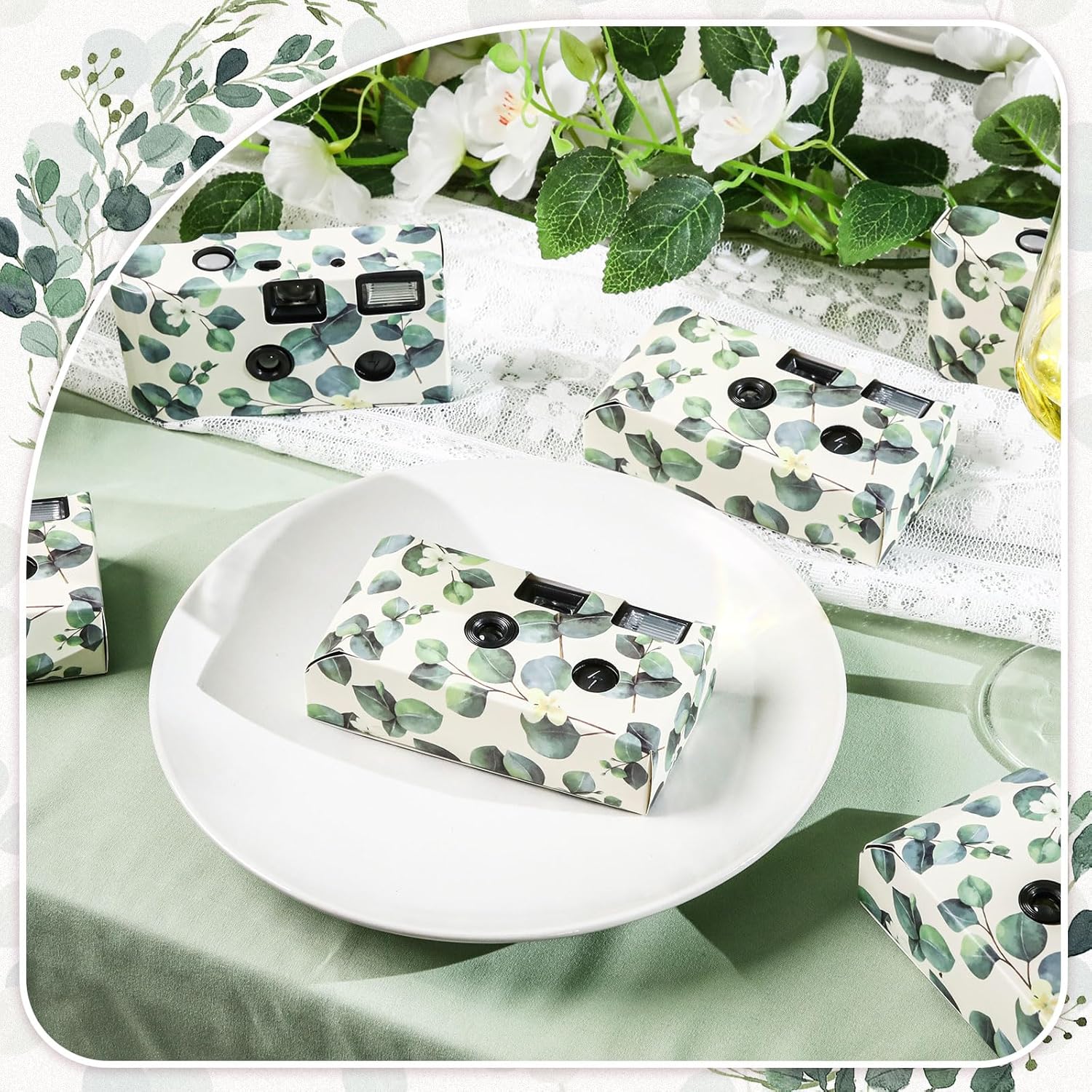 Kanayu 8 Pack Bulk Disposable Camera for Wedding, 35mm Single Use Camera with Flash Disposable Cameras One Time Camera for Wedding Anniversary Party Supplies (Retro Color Film, Eucalyptus Leaves) - Image 6
